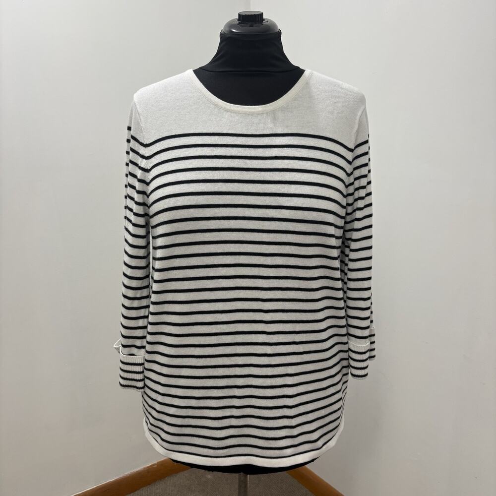 Liz Claiborne women's XL black white striped sweater